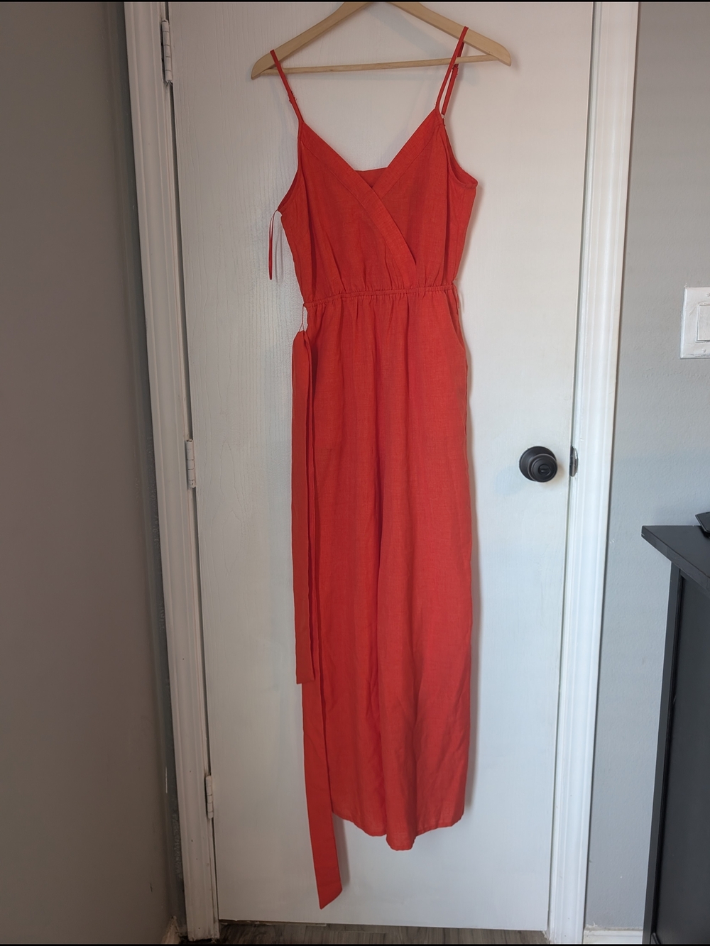 Flying Tomato Red-Orange Wrap Jumpsuit  with Thin Straps